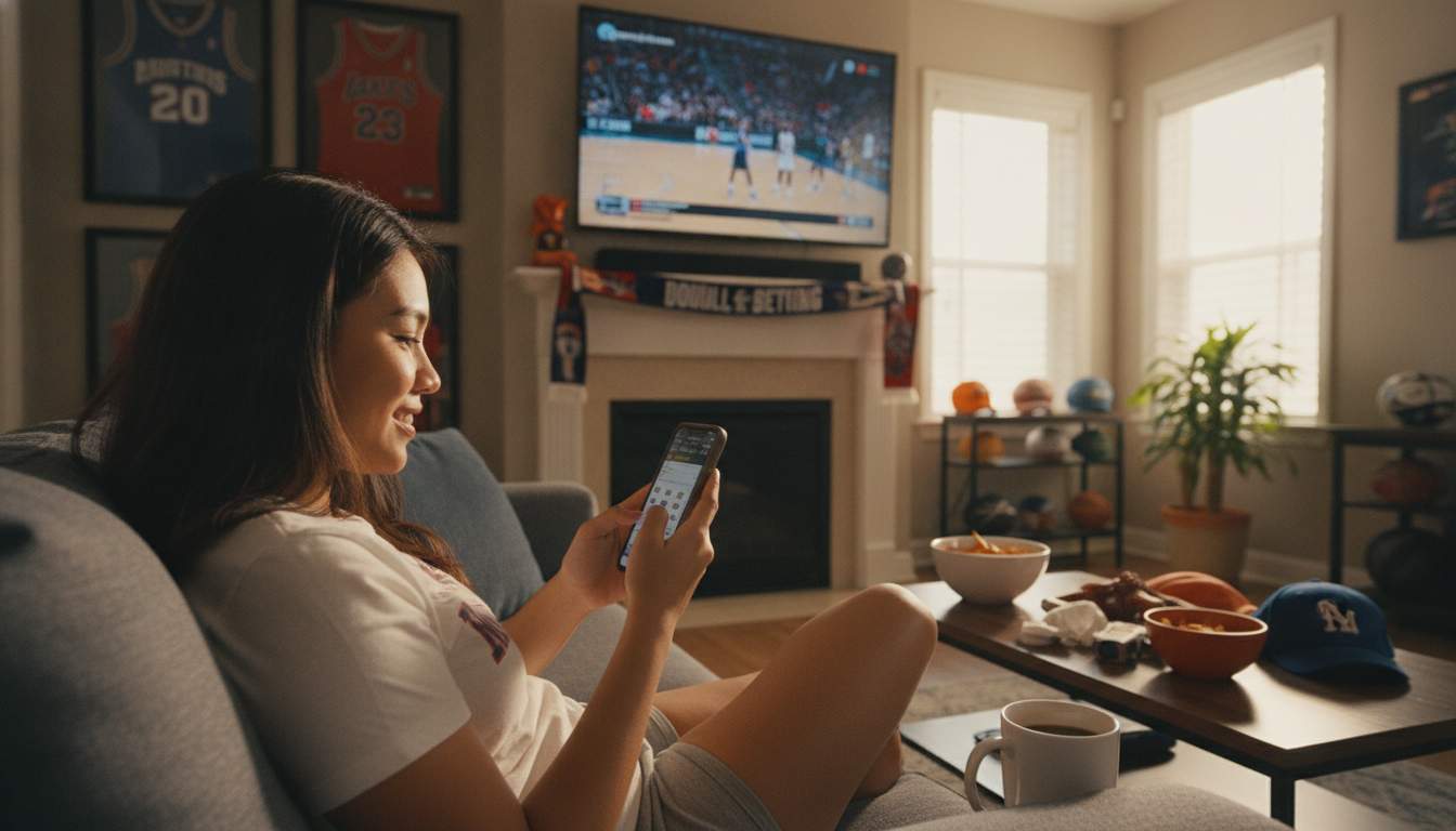 Woman enjoying sports betting