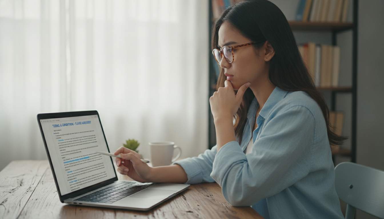 D9D9 Terms Overview Filipino woman reading terms